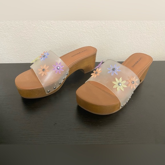 Lucky Brand Fallyn Vinyl Flower Slide Sandals - Clear, Size 7 - Picture 5 of 7